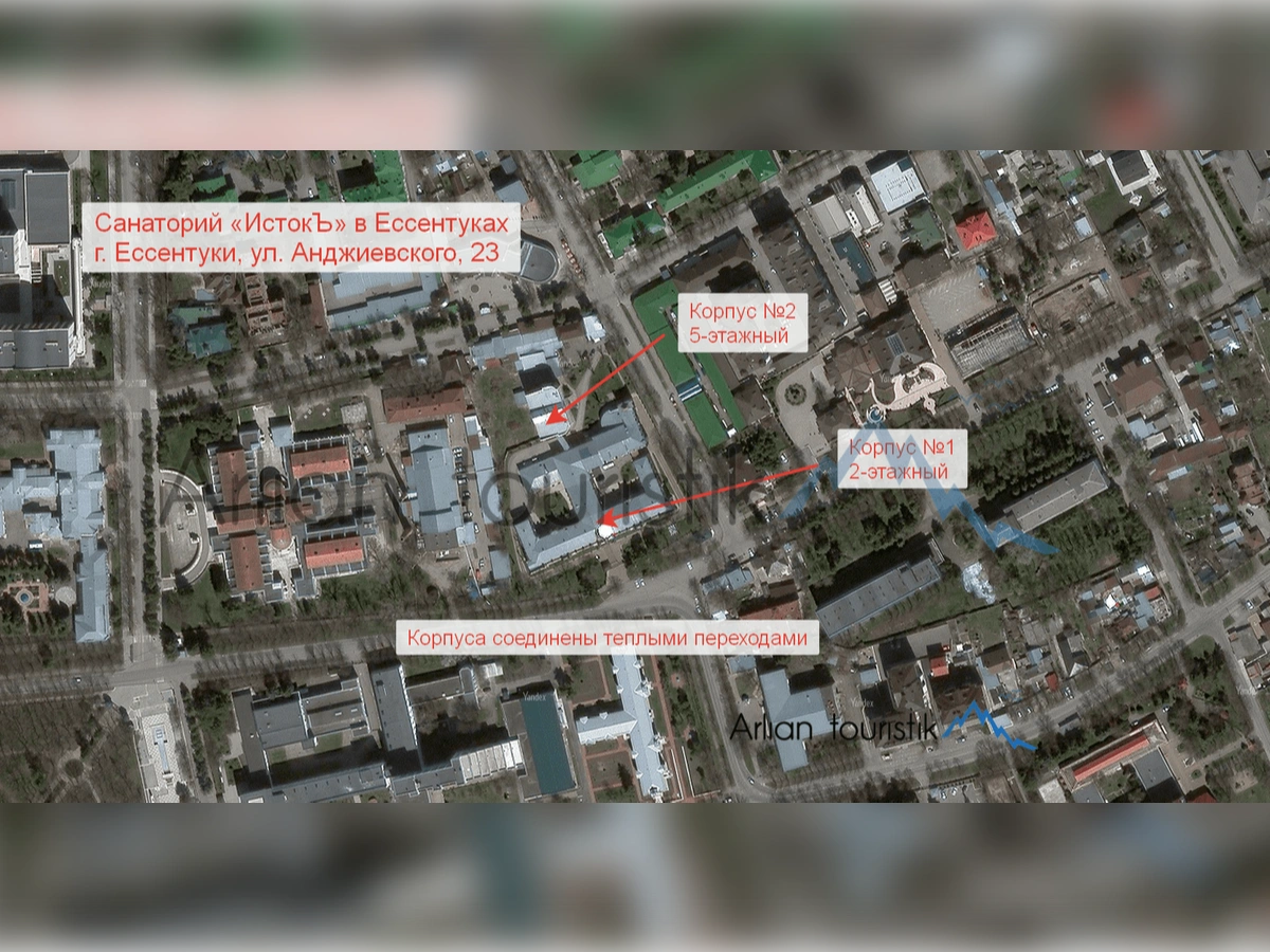 Расположение корпусов санатория «ИстокЪ» (Ессентуки) План-схема, инфраструктура.